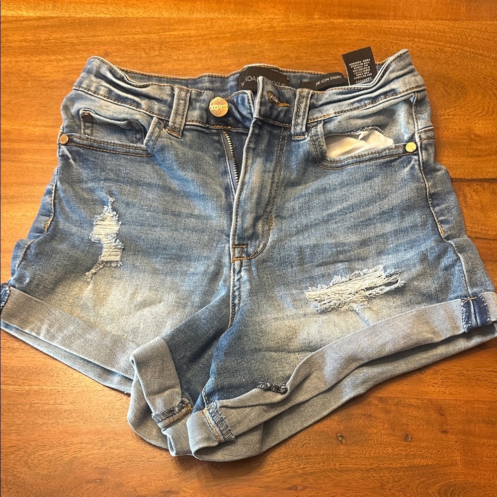 Denim Blue Distressed Women Shorts
